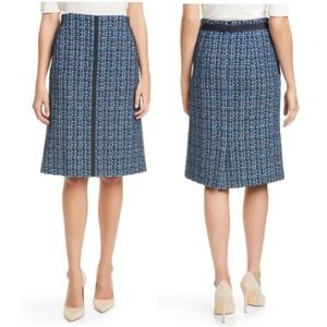 NWT Boss Varius Tweed Suit A-Line Skirt Navy Italian Tweed Size 6